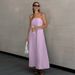Aria Basics Aria Basics 2026 Summer European And American Sexy Khaki Cotton Linen Strapless For Women, Vacation Casual Ramie A-line Dress_ecoleips.com