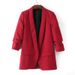 2025s Wind Buttonless Green Fruit Collar Small Suit Women, Casual Versatile Spring And Autumn Solid Color Jacket For Women_ecoleips.com