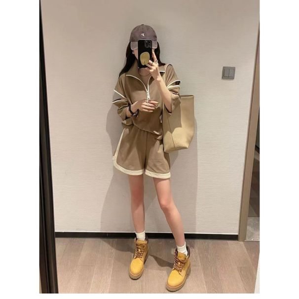 Fashion Casual Sports Suits For Women New European Goods Wide Leg Shorts Design Two Piece Suit_ecoleips.com