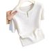 Gray Short Sleeved Knitted T-Shirt Casual Style High End Versatile Base Layer Top for Women New Summer 2026_ecoleips.com