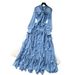 Women's Polka Dot Dress with Bow Tie Long Sleeve Irregular Ruffle Hem Sophisticated Unique Style for Autumn 2025_ecoleips.com