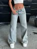 European And American Cross-Border Fashi Autumn Winter New Simple Comfortable Bow Straight Casual Jeans For Women_ecoleips.com