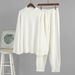 Cross-Border Ripped Women, European American Style, 2025 Autumn And Winter, Ins Style Knitted Skinny Pants + Round Neck_ecoleips.com