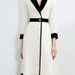 French Color Block Notched Collar Blazer Dresses Woman Button Decoration A-Line Office Dress Fall 3/4 Sleeve Elegant Party Dress_ecoleips.com