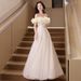 Women's Clothing One Shoulder Banquet Evening Dress Champagne Color High End Luxury Niche Adult Ceremony Graduation Host Dress_ecoleips.com