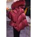 Women's Fashionable Angora Red Down-Alternative Coat, Lightweight Long Puffer Jacket For Winter, Elegant Oversized Style With Faux Fur Collar_ecoleips.com
