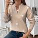 Women's Heart Shaped Round Neck Pullover Knit Sweater V Neck Patchwork Lace Design Casual Acrylic Polyester For Autumn Winter Valentine's Day_ecoleips.com