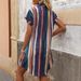 Women's Clothing Color Striped Shirt Dress Women's Summer Fashion Trend Short Sleeved Mid Length Skirt_ecoleips.com