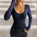 Fashion New Product Y2K Hot Girl Style Solid Color V-Neck Long Sleeve T-Shirt 2025 Autumn/Winter European_ecoleips.com