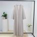 Muslim Women's Simple Fashion Side Slit Abaya Cardigan Robe_ecoleips.com