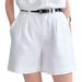 Women's High-Waisted Pure Linen Shorts Old Money Style Twill Loose Straight Leg Designer Pants Summer Commuter Wear_ecoleips.com