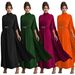 Fashion Women's Slim Waist Button Round Neck Shawl Dress New_ecoleips.com