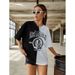 Spring European And American Loose Color Matching T Shirt T Shirt Female Digital Printing_ecoleips.com