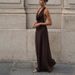Women's Clothing Sexy Halter Neck Long Backless Party Evening Dress Regular Size Trendy Spring/Autumn_ecoleips.com