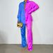 Women's Clothing Fashion Satin Color Matching Loose Button Elastic Pants Casual Women's Suit_ecoleips.com
