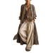 Women's Casual Floral Print Shirt And Wide-Leg Pants 3-Piece Set, Loose Fit Comfort Outfit For Daily Wear_ecoleips.com