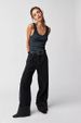 Women's Clothing Retro Washed Mid Waist Slim Curling Loose All Match Straight Jeans_ecoleips.com