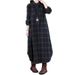 Women's Korean Style Patchwork Plaid Shirt Dress Loose Fitting Collar Long Sleeved Mid Length Cotton Linen Spring New_ecoleips.com
