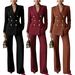 Women's Professional Blazer And Trousers Set - Solid Color Lapel Suit For Office Wear Elevate Professional Presence_ecoleips.com