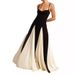 Women's French Color Block Halter Belted Flowy Maxi Dress – Elegant Evening Gown_ecoleips.com