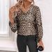 Women's Clothing V Neck Leopard Print Casual Long Sleeved Tops For Women_ecoleips.com