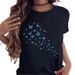 Eurean And American Cross-border Foreign Trade Women's Clothing Butterfly Tree Print Round Neck Short-sleeve T-shirt_ecoleips.com