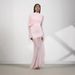 Pink High Neck Asymmetrical Long Dress Mesh Paneling French Style Women's Fairy Like Thin Summer Clothing_ecoleips.com