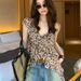 Trendy Leopard Print Irregular Neckline Tank For Women Summer New Design Loose Stylish Top_ecoleips.com