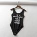 American Retro Letter Print Camisole For Women, Summer Sexy Slim-fit Short White One-piece Top_ecoleips.com