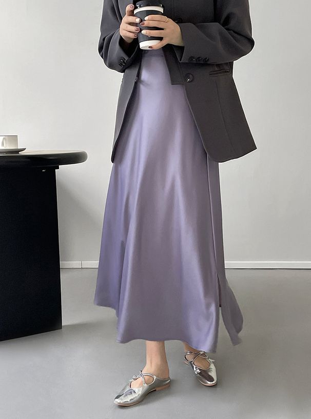 Elegant Satin High-Waist Mermaid Skirt - Flowy Tailored Fit, Slimming Mid-Length Pencil Skirt For Women_ecoleips.com