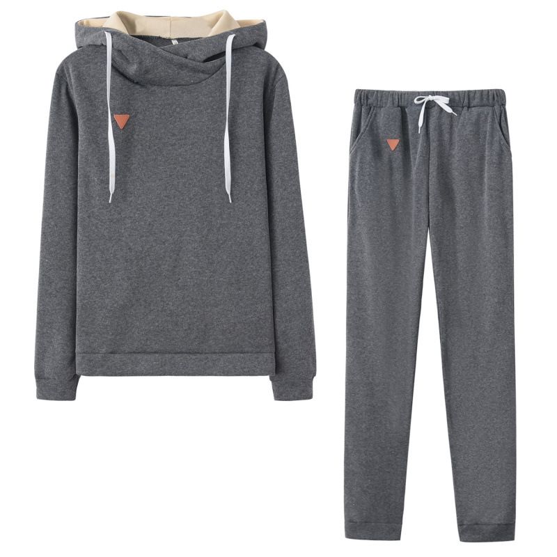 Aria Basics Aria Basics 2024 Autumn/Winter European American Women's Fashion Hot-Selling Fleece Hooded Casual Sports Suit With Leather_ecoleips.com
