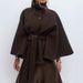 Women's Clothing Women's Solid Color Cape Windbreaker Jacket Stand Collar Button Belt Fashion Outerwear For Autumn Winter Style_ecoleips.com