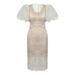 Women's French Style Mesh Lace Dress Puff Sleeve Waist Cinching Evening Gown Ethereal Design Summer New_ecoleips.com
