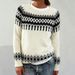 "Oversized Round Neck Sweater – Women's Color-Block Knit Pullover (Beige/Red, S-XXXXL, Relaxed Fit, European Minimalist Style)"_ecoleips.com