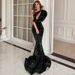 Party small tail dress meeting banquet temperament irregular sexy fishtail sequin dress_ecoleips.com