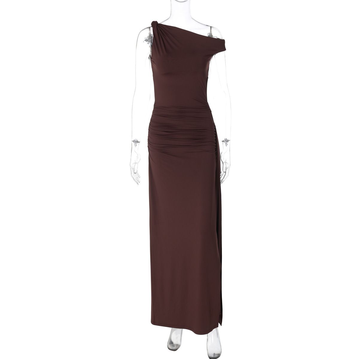 European And American Women's Fashion 2025 Spring/Summer New Product: Stylish Slim-Fit Asymmetrical Neck Sleeveless Slit_ecoleips.com