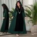 Women's Clothing Middle East Muslim Dubai Arab Women's Clothing Hot Diamond Velvet Stitching Contrast Color Robe Dress_ecoleips.com