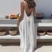 Women's New Style Long Dress American Temperament Backless Loose Fit Solid Color Ladies' Suspender Dress_ecoleips.com