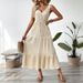 Leisure Vacation 2025 Summer New Texture Sleeveless Seaside Dress_ecoleips.com