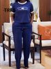 plus Size Women's Summer T-Shirt Short Sleeve Color Block round Neck Loose Fit Top for Straight Leg Pants Sports Suit_ecoleips.com