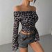 Women's Clothing Women's Sexy One Shoulder Long Sleeve Women's Leopard Print Tops Sexy Hot Girls Bottoming Shirt_ecoleips.com
