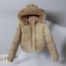 Women's Short Puffer Jacket With Hood & Faux Fur Trim - Warm Fleece-Lined Winter Coat For Petite, Casual Outerwear In Black/Beige/Khaki/Brown_ecoleips.com
