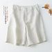 Cotton Women, Summer New High-Waisted Casual Wide-Leg Pants, Linen Mid-Length Versatile Straight-Leg Five-Point Shorts_ecoleips.com