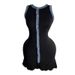 Women's Summer New French Temperament Short Skirt Splicing Denim Raw Edge Knitted Vest Sleeveless Dress_ecoleips.com