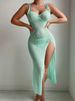 Women's Clothing Sexy Perspective Long Skirt Temptation Lace High Slit Mesh Skirt_ecoleips.com