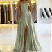 Women's Clothing Long Dress Slim Off Shoulder Prom Host Formal Dress Simple Sexy Slit_ecoleips.com
