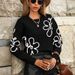 Floral Embroidered Sweater Women's 3D Knit Top Long Sleeve Round Neck Elegant Casual Fall Winter Tunic Acrylic Blouse_ecoleips.com