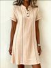 Women's Patchwork Printed Shirt Dress Casual V Neck Short Sleeves Summer New_ecoleips.com