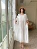 Short Sleeve Cotton Silk Women's European And American 2025 Summer New Round Neck Beach Vacation Style Dress_ecoleips.com