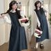 Autumn Winter New Korean Fashion 2-Piece Denim Maternity Dress For Pregnant Women_ecoleips.com